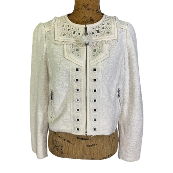 REBECCA TAYLOR White Mirror Embroidered Tweed Jacket - NWT - Picture 2 of 16